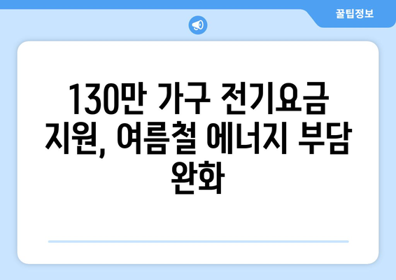 취약계층 130만 가구 전기요금 1만 5천 원 지원으로 여름철 부담 최소화