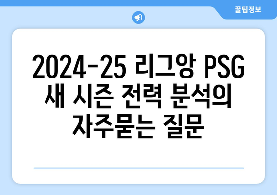 2024-25 리그앙 PSG 새 시즌 전력 분석