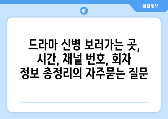 드라마 신병 보러가는 곳, 시간, 채널 번호, 회차 정보 총정리