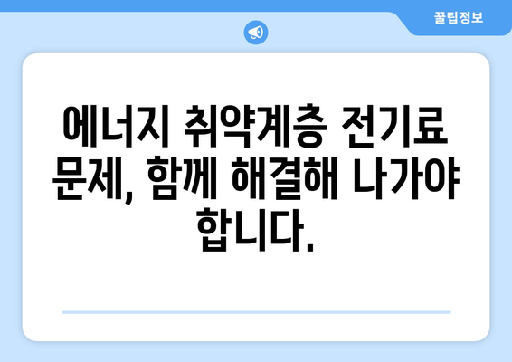 에너지 취약계층 전기료 문제 해결을 위한 지원 조치