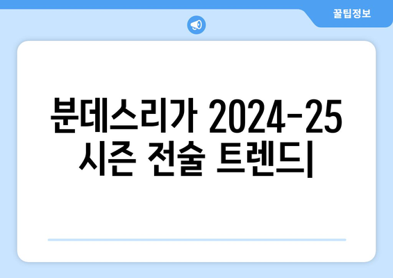 분데스리가 2024-25 시즌 주목할 전술 트렌드