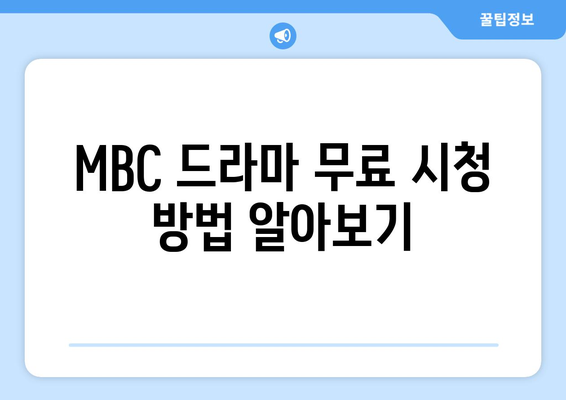 MBC 드라마 하늘의 인연 재방송 및 무료 시청 안내서