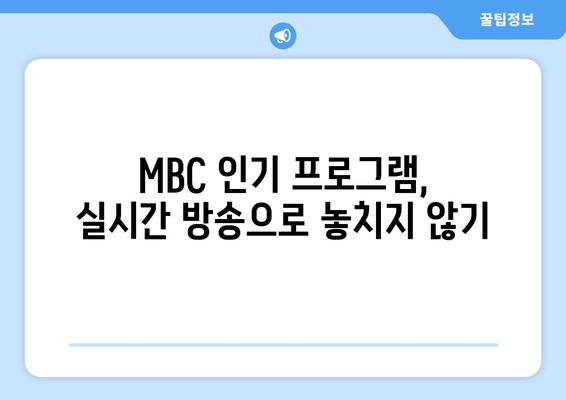 MBC 대표 드라마와 예능 무료 시청 방법, Mbic Live 사용 가이드