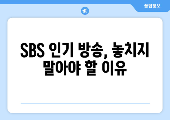 SBS 인기 드라마와 예능 무료 시청