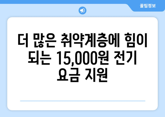 취약계층 전기 요금 지원, 추가 15,000원 확대 지원