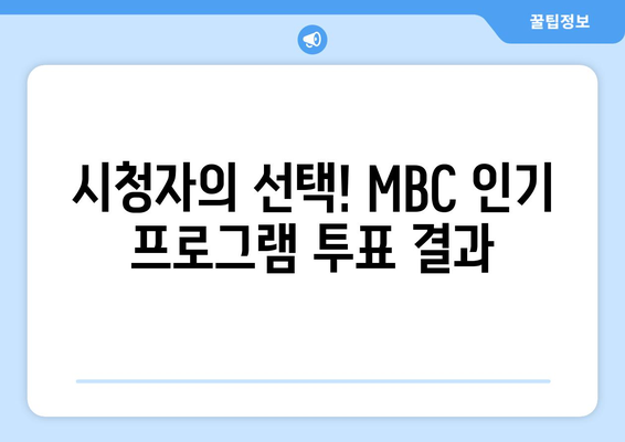 MBC 대표 드라마 및 예능 무료 시청 가이드