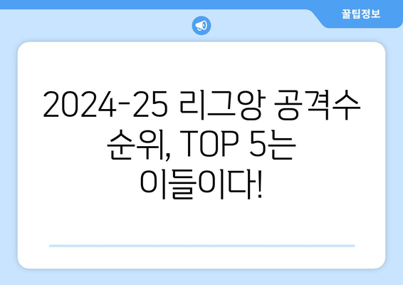 2024-25 리그앙 최고의 공격수 TOP 5