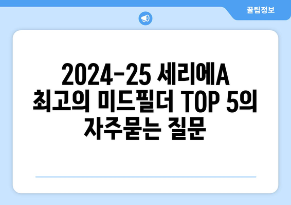 2024-25 세리에A 최고의 미드필더 TOP 5