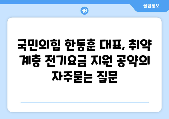 국민의힘 한동훈 대표, 취약 계층 전기요금 지원 공약