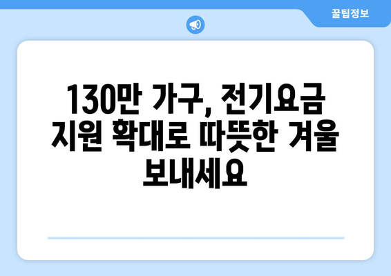 정부, 취약계층 전기요금 지원 확대, 130만 가구에 1만5천 원 추가 지원