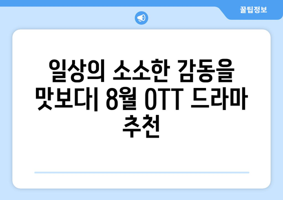 일상을 담은 드라마: 2024년 8월 OTT 특집