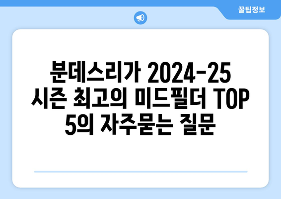 분데스리가 2024-25 시즌 최고의 미드필더 TOP 5