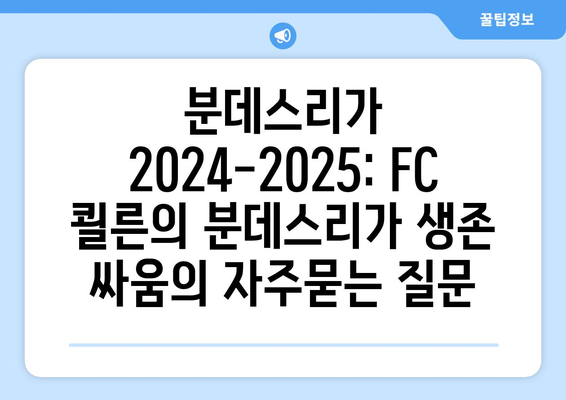 분데스리가 2024-2025: FC 쾰른의 분데스리가 생존 싸움