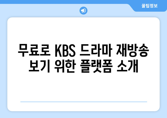 KBS 드라마 무료 재방송 시청 방법