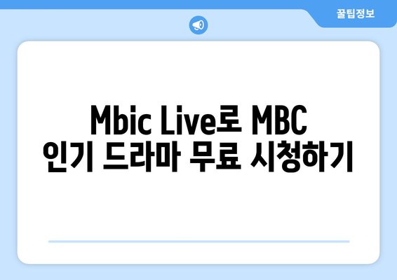 MBC 대표 드라마와 예능을 무료로 시청하는 방법! Mbic Live 사용 가이드