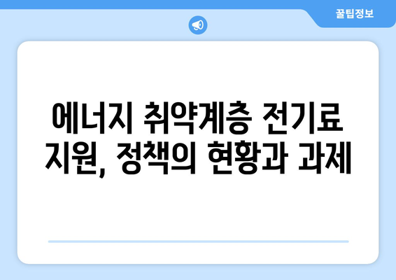 에너지 취약계층 전기료 문제 해결을 위한 지원 조치