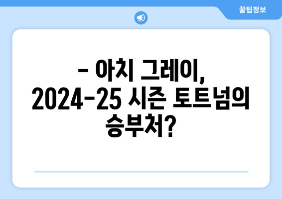 아치 그레이, 2024-25 토트넘 핵심 미드필더 등극할까