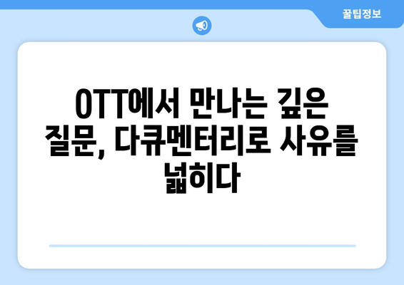 철학적 질문을 던지는 다큐멘터리: 2024년 8월 OTT 시청 리스트