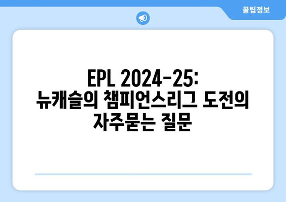 EPL 2024-25: 뉴캐슬의 챔피언스리그 도전