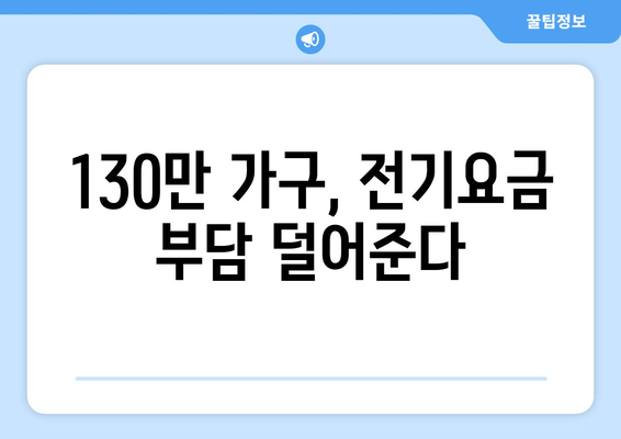 취약계층 전기요금 지원, 130만 가구에 1만5000원 추가 지원 확정