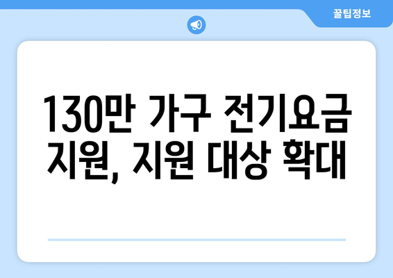 130만 가구에 전기요금 1만5천원 추가 지원