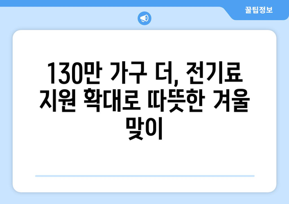 취약 계층 가구를 위한 전기료 지원 확대, 130만 가구 추가 지원