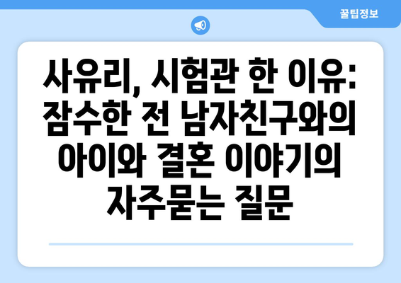 사유리, 시험관 한 이유: 잠수한 전 남자친구와의 아이와 결혼 이야기