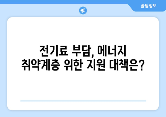 에너지 취약계층 전기료 문제 해결을 위한 지원 조치