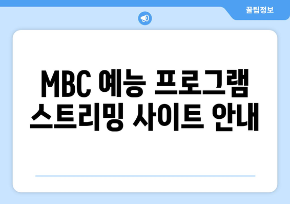 MBC 예능과 드라마 무료 시청 방법