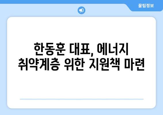 국민의힘 한동훈 대표, 취약계층 전기요금 지원금 추가지급 안내