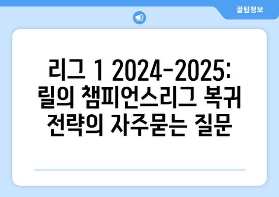 리그 1 2024-2025: 릴의 챔피언스리그 복귀 전략