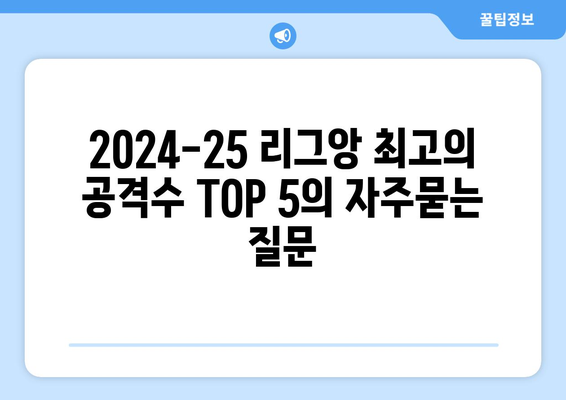 2024-25 리그앙 최고의 공격수 TOP 5