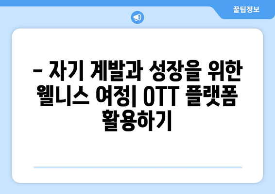 마음의 평화를 찾는 웰니스 콘텐츠: 2024년 8월 OTT 가이드