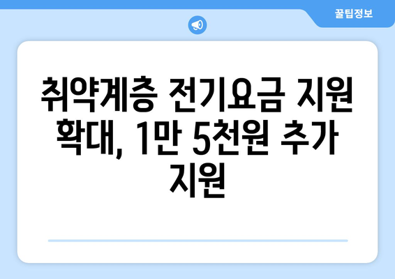 국민의힘 한동훈 대표, 취약계층 전기요금 지원금 1만 5천원 추가 지원 시행