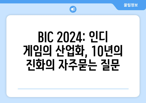 BIC 2024: 인디 게임의 산업화, 10년의 진화