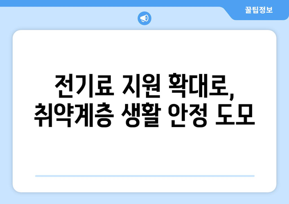 취약계층을 위한 전기료 지원 확대, 1만 5천 원 추가