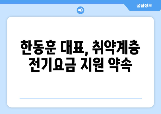 국민의힘 한동훈 대표, 에너지 취약계층 전기요금 15,000원 지원 약속