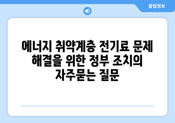 에너지 취약계층 전기료 문제 해결을 위한 정부 조치