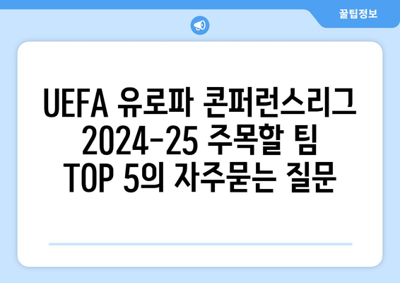 UEFA 유로파 콘퍼런스리그 2024-25 주목할 팀 TOP 5