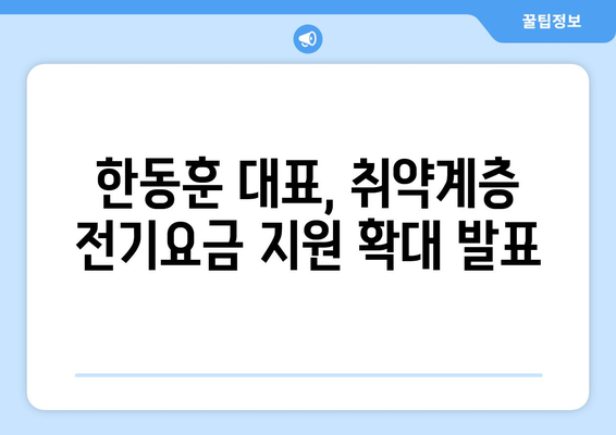 국민의힘 한동훈 대표, 취약계층 전기요금 지원금 추가지급 안내