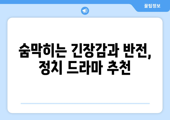 정치 드라마의 세계: 2024년 8월 OTT 추천 시리즈