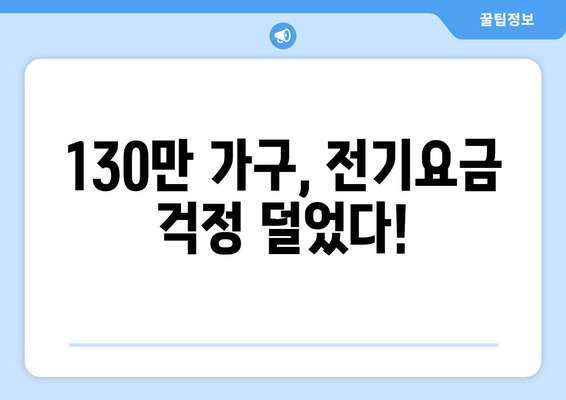 취약계층 130만 가구 전기요금 지원 1만 5,000원