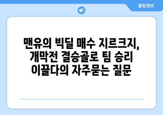 맨유의 빅딜 매수 지르크지, 개막전 결승골로 팀 승리 이끌다