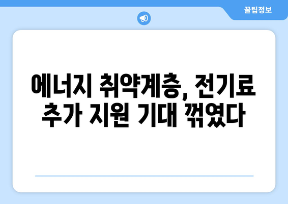 에너지 취약계층 전기료 추가 지원 안 발표