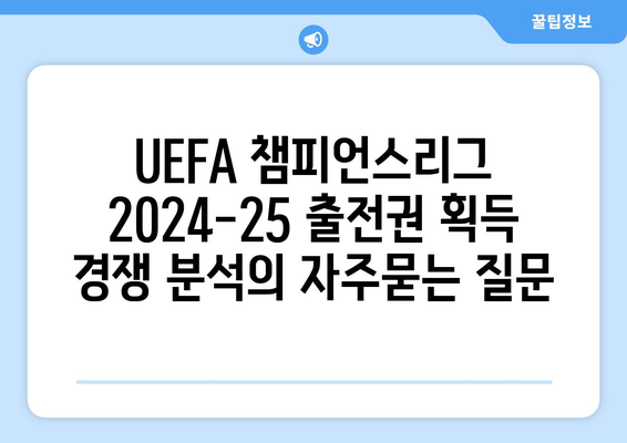 UEFA 챔피언스리그 2024-25 출전권 획득 경쟁 분석