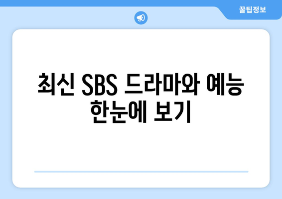 SBS 인기 드라마와 예능 무료 시청