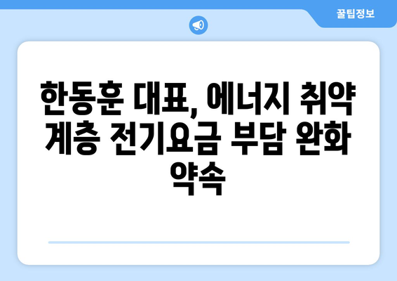 국민의힘 한동훈 대표, 에너지 취약 계층 전기요금 지원 공약