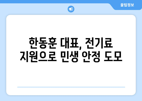 국민의 힘 한동훈 대표, 취약층 130만 가구에 전기료 1만 5천 원 추가 지원