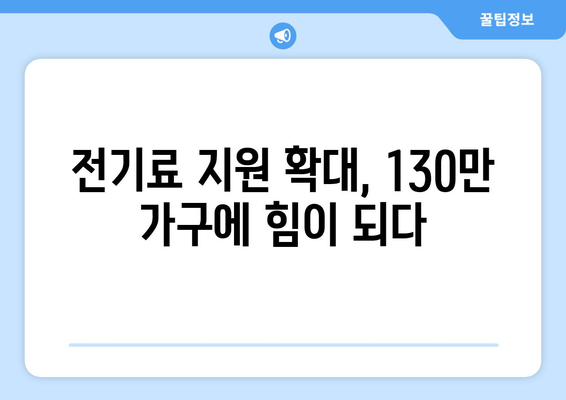 취약 계층 가구를 위한 전기료 지원 확대, 130만 가구 추가 지원