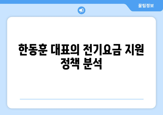 국민의힘 한동훈 대표, 취약 계층 전기요금 지원 공약